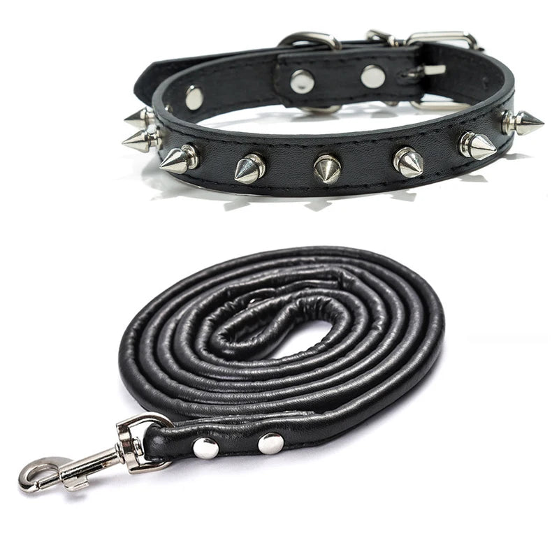 Harp Spiked Studded DogCollars PU Small Medium Large NeckStrap