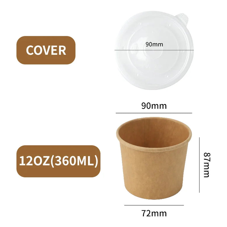 Disposable Kraft Paper Food Containers with Lids Leak Proof Meal Prep Lunch Box Set for Takeout Food Storage