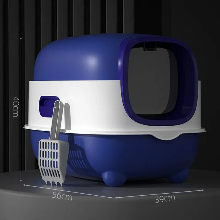Fully Enclosed Oversized Cat Litter Box | Deodorizing Flip-Top Pet Toilet