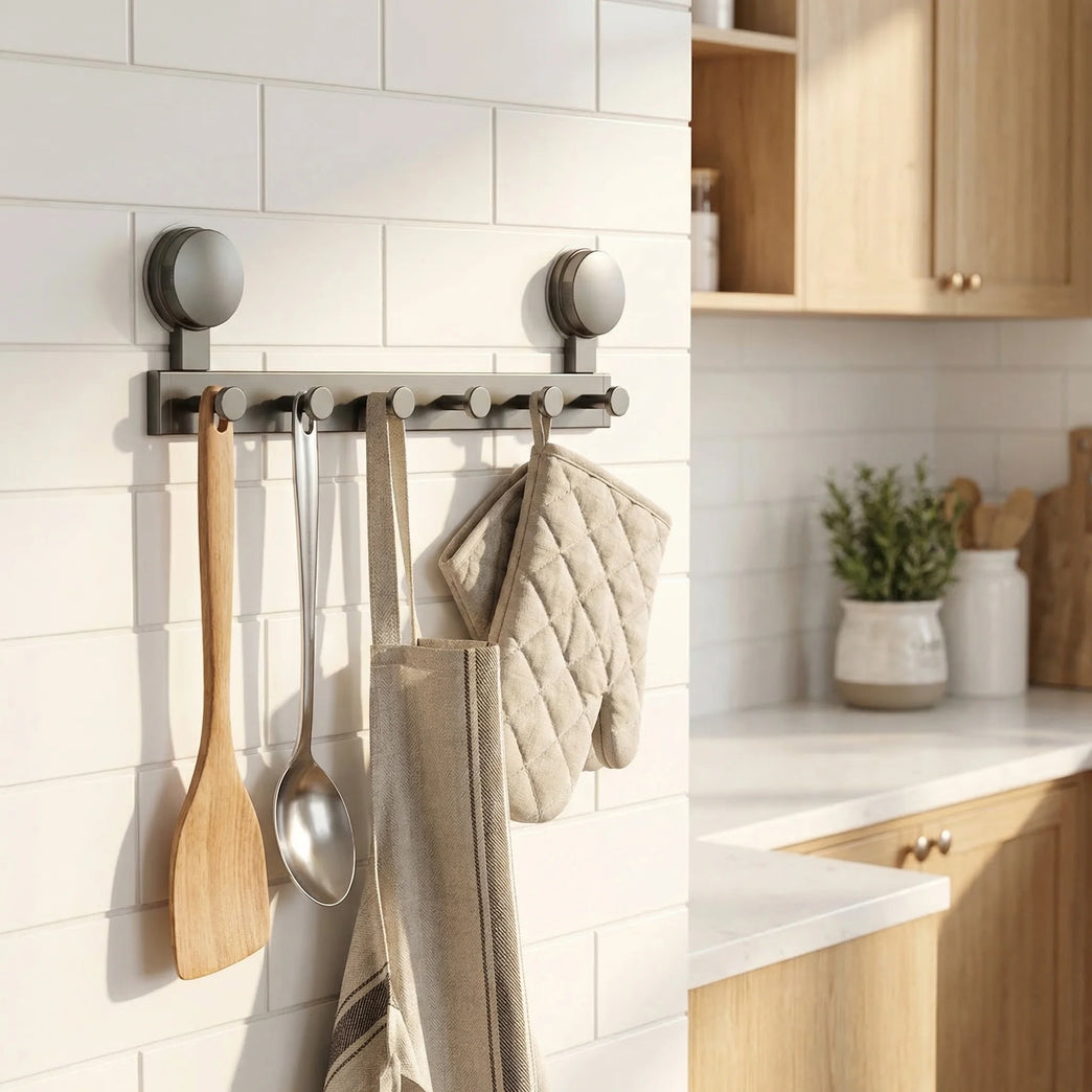 Suction Cup Wall Mounted Hooks Rack Bathroom Kitchen Storage Hanger