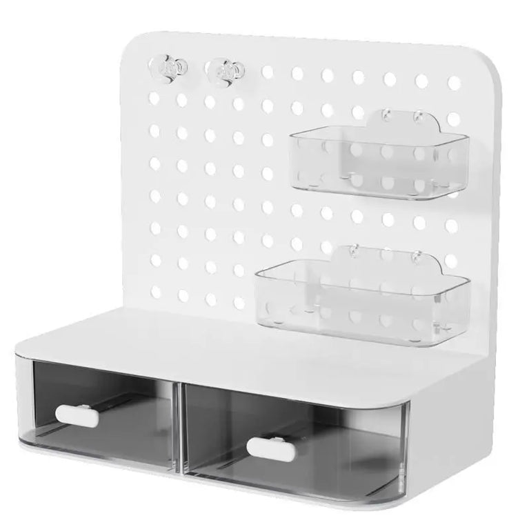 Desktop Perforated Board Desk Organiser with Drawer Storage Rack