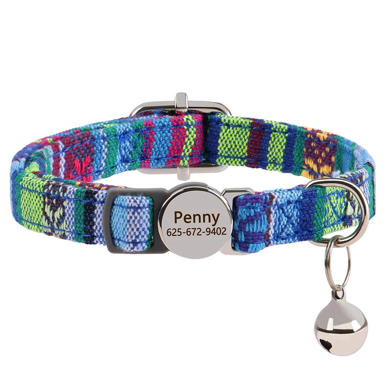Cat Collar Free Personalized Kitten Collar Engraved Antilost Adjustabl