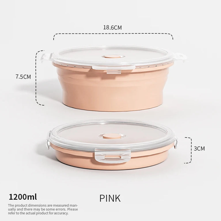 Collapsible Silicone Food Storage Containers with Lids Leakproof