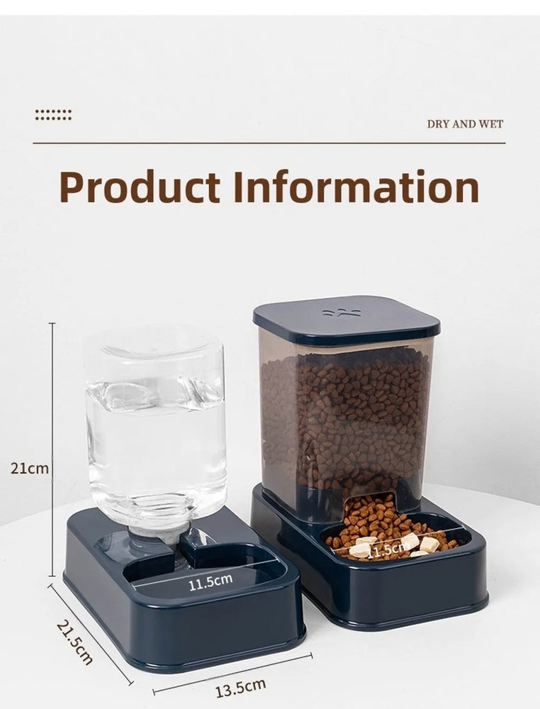 Large Capacity Pet Automatic Feeder 1.5L Food And Water Dispenser Set For Cats