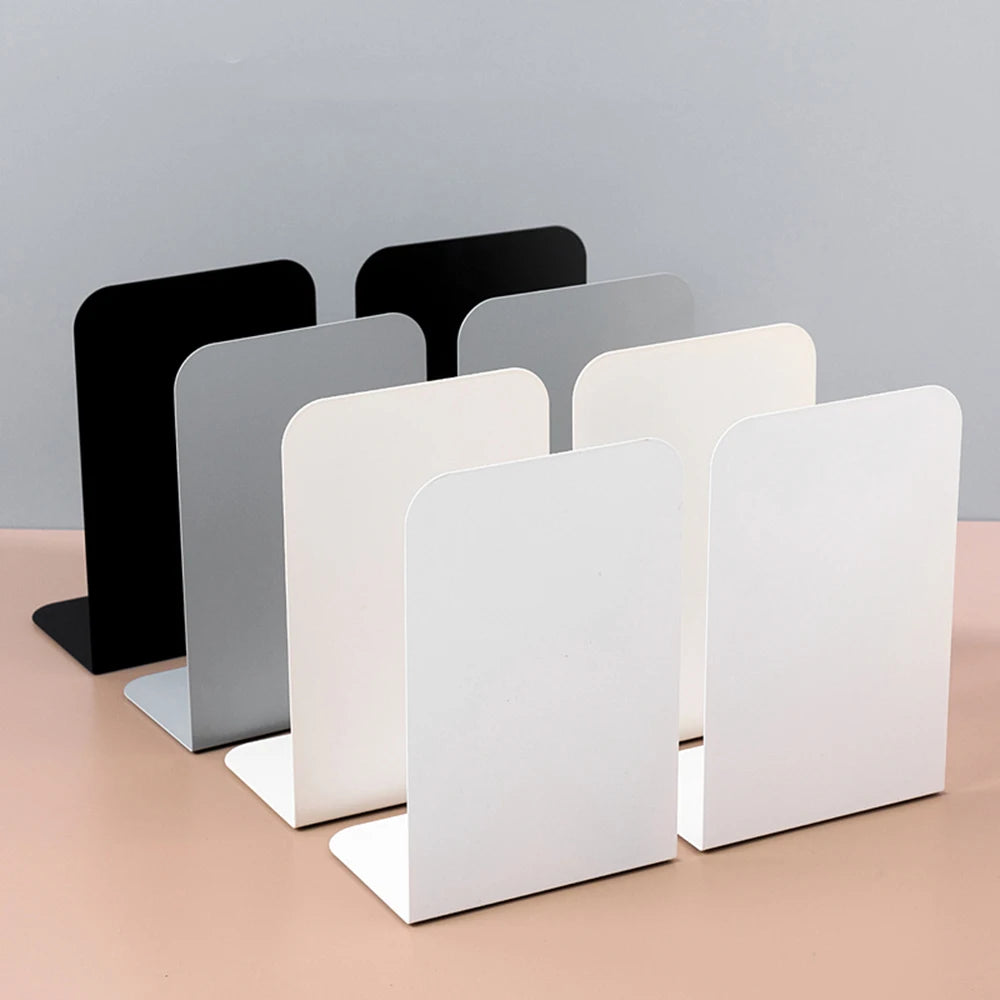 Simple Metal Bookends | 2-Piece Heavy-Duty Non-Slip Desktop Organiser