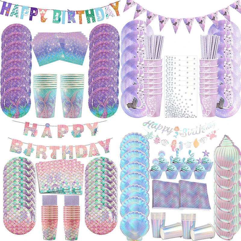 Mermaid Princess Birthday Party Set | Enchanting Disposable Tableware