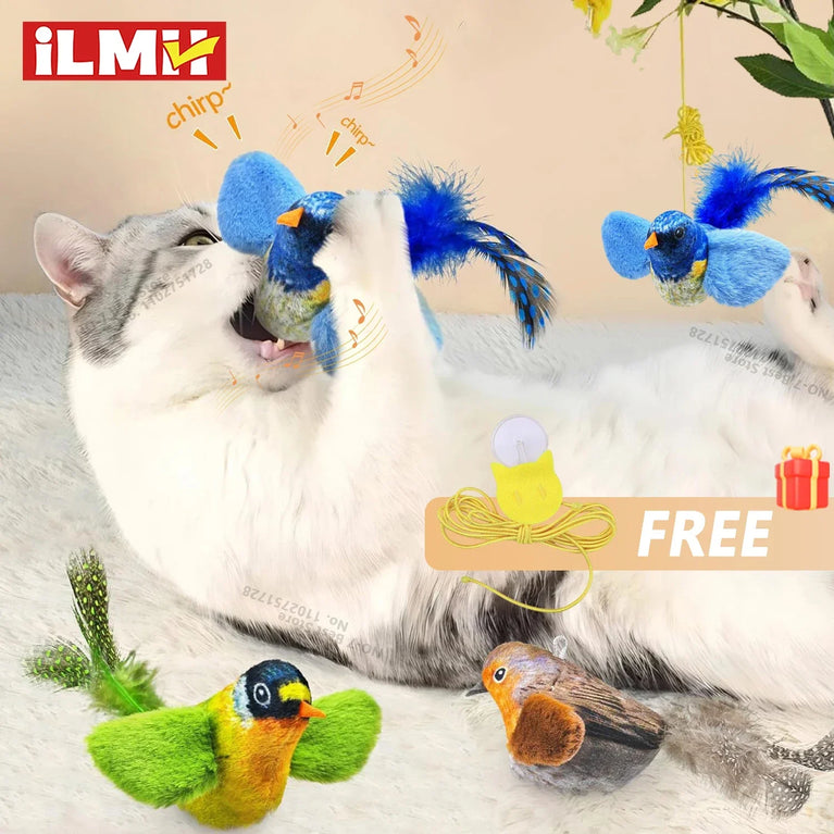 Interactive Bird Cat Toy with Chirping Sound & Self Play Fun