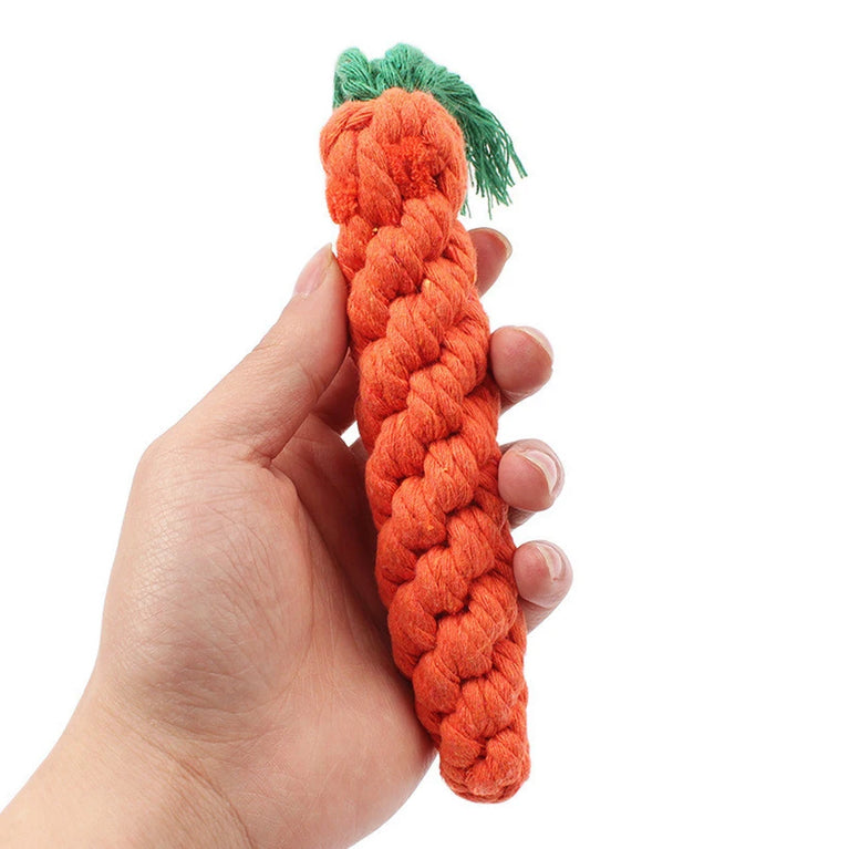 Carrot Rope Dog Chew Toy Bite Resistant Teeth Cleaning Fun