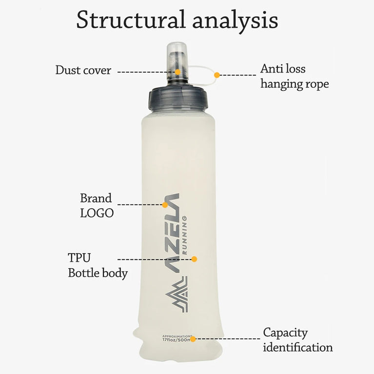 250/500ml Folding Soft Sport Water Bottle Portable Lightweight Camping Running Hydration Bag
