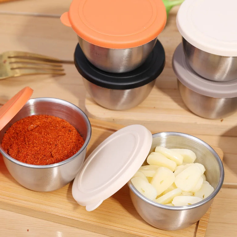 304 Stainless Steel Sauce Cup with Lid Reusable Dipping Container 75ML Portable Salad Dressing Jar Kitchen Tool