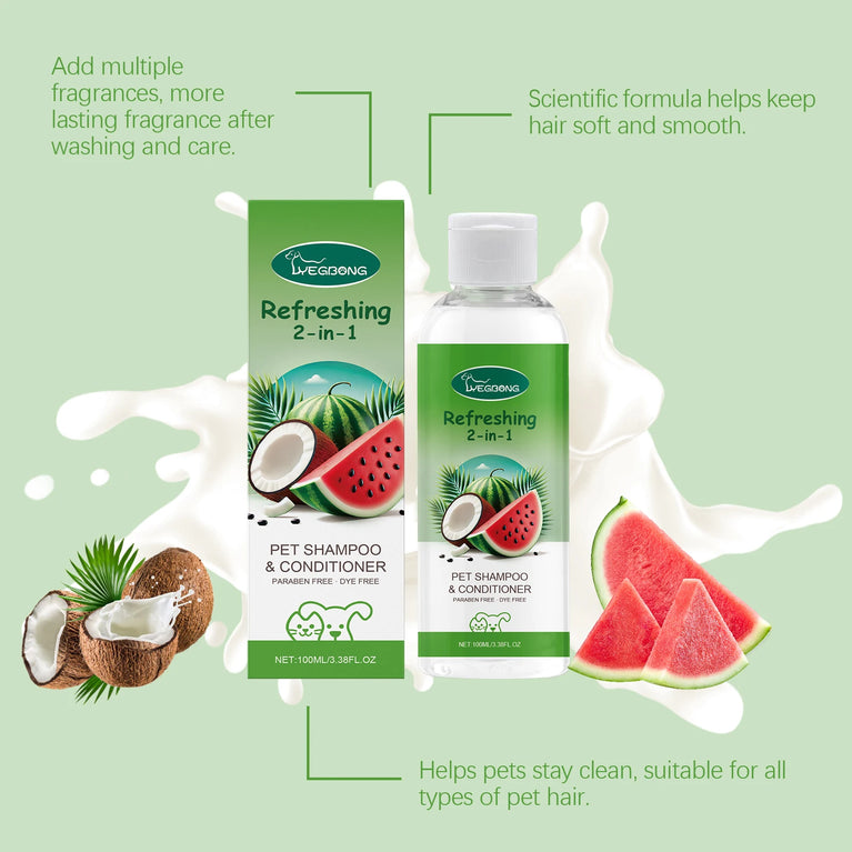 100ml Hypoallergenic 2-in-1 Pet Shampoo & Conditioner