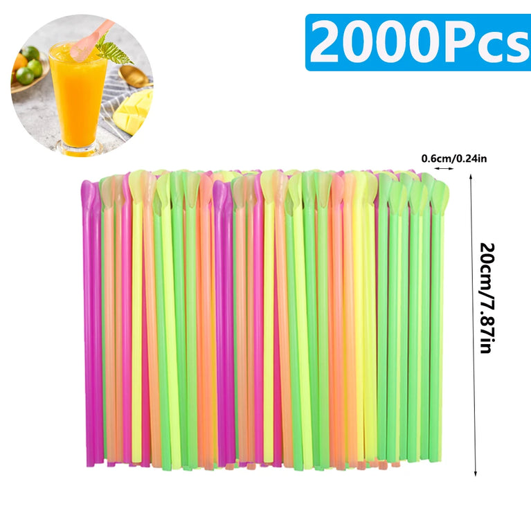 50-2000PCS Beverage Spoon Straws for Milkshake Smoothie Party Drinks