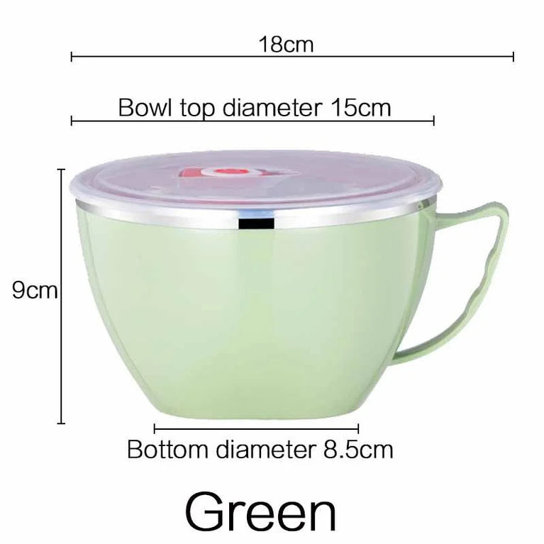 Portable Stainless Steel Noodle Bowl Double Insulated Leakproof Lunch Container 900ml