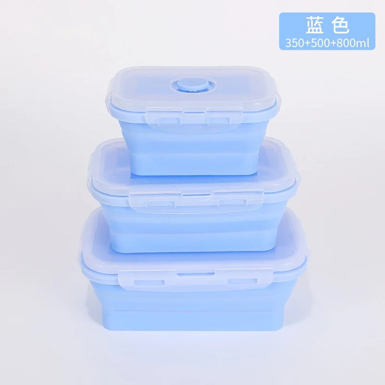 4PS Collapsible Silicone Food Storage Containers with Lids Vent Kitchen Meal Prep Set