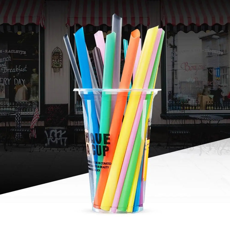 50PCS Jumbo Colored Bubble Tea Straws 19cm Disposable Use