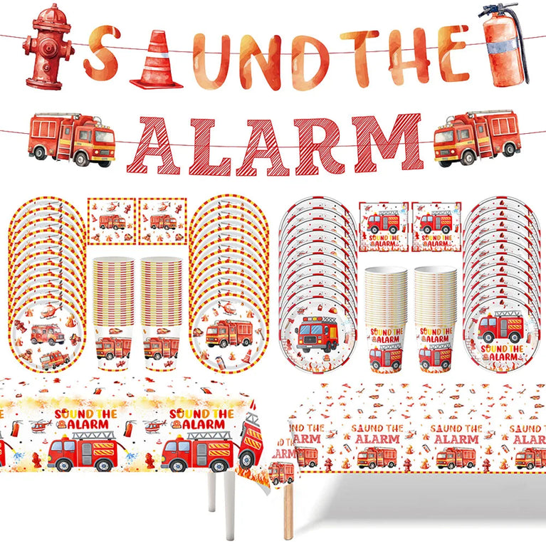 Firetruck Birthday Party Supplies Fire Truck Theme Disposable Tableware Set