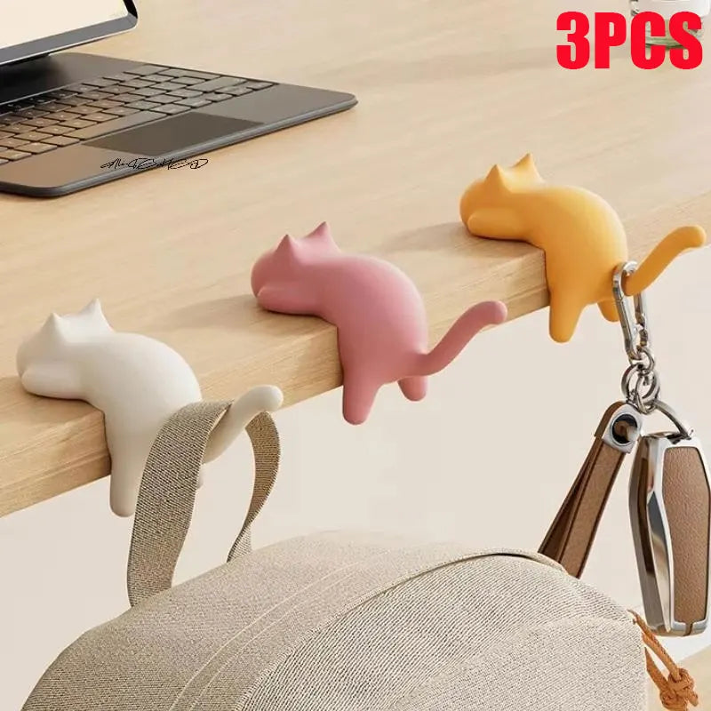 Cute Cat Bag Hook Portable Table Hanger Desk Organiser Holder Stand
