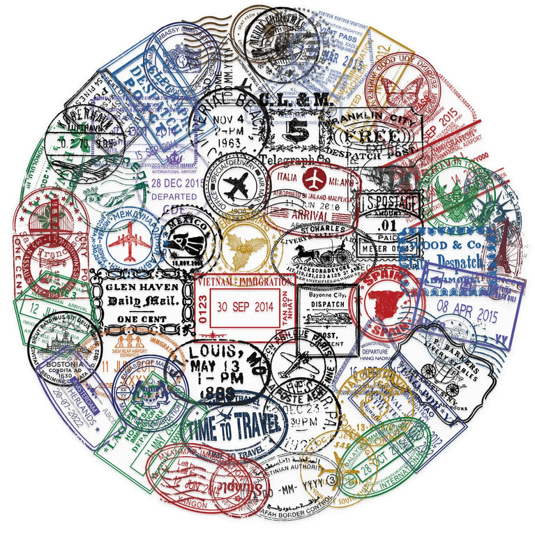 50-Piece Transparent Retro Stamp Decals | Waterproof HD Vinyl Stickers