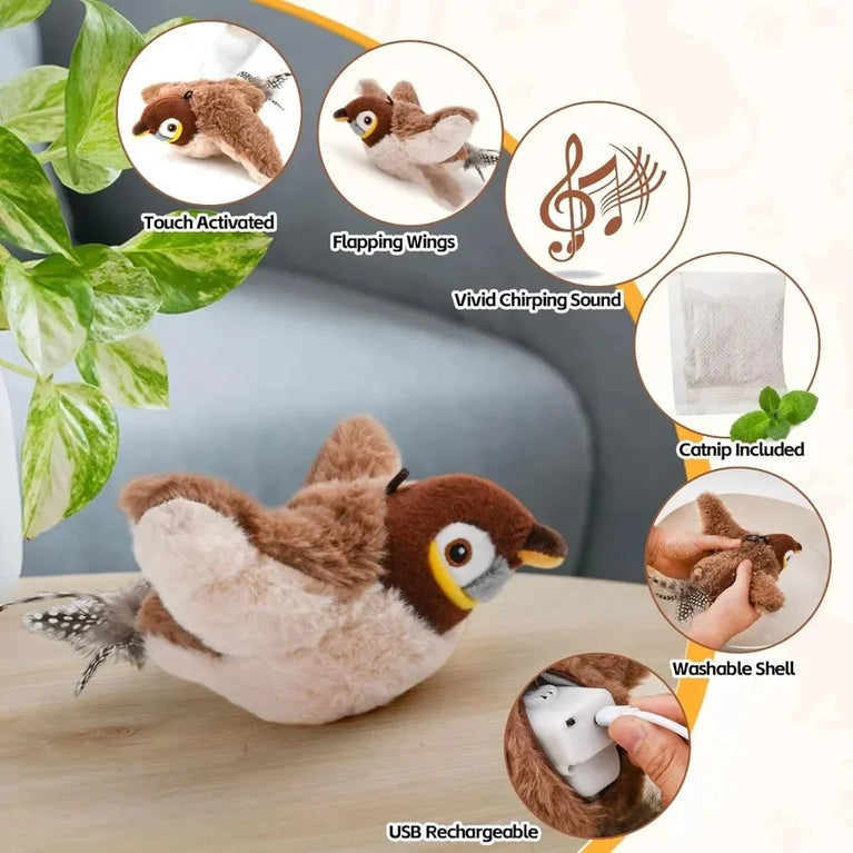 Remote Control Fluttering Bird Cat Toy Interactive Electric Fun