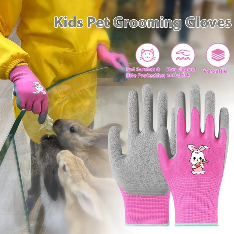Kids Waterproof Non Slip Garden Work Gardening Gloves Durable Safety