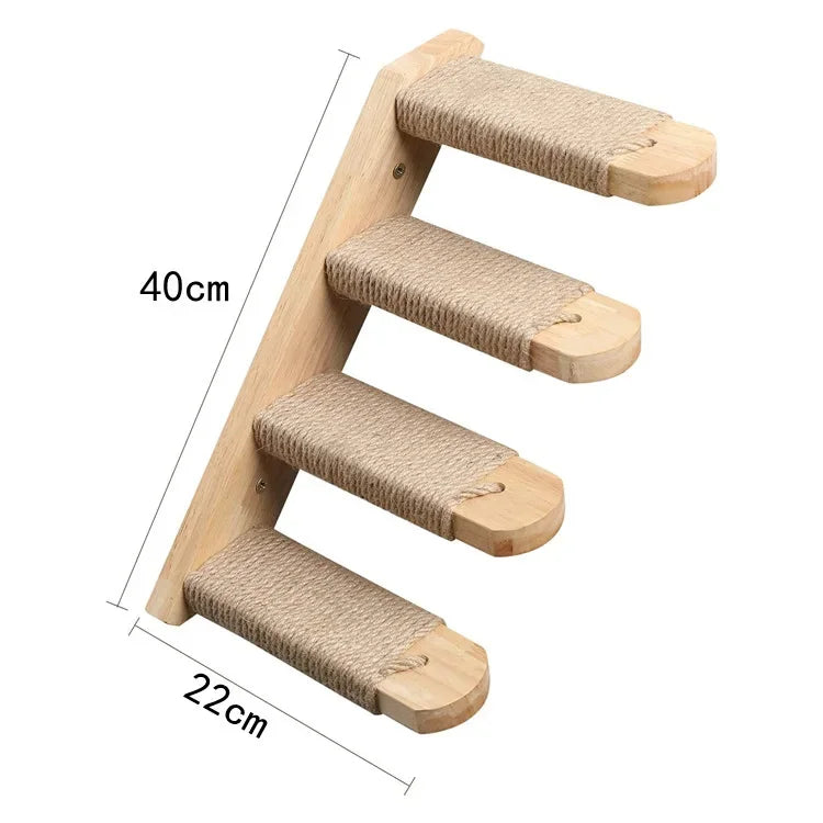 Wall-Mounted Cat Hammock & Climbing Set | Space-Saving Wood Furniture