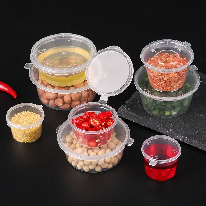 100pcs Disposable Sauce Takeaway Packaging Box Round Sealed Containers With Lid for Chili Oil