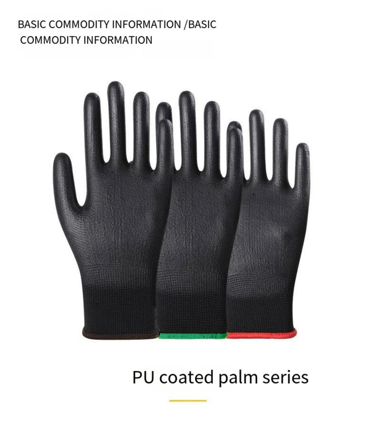 10 Pairs PU Safety Work Gloves Anti Slip Wear Resistant Gardening Woodworking Gloves PU200B