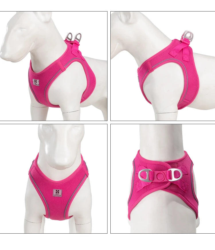Adjustable Reflective Dog Harness Leash Set Step-In Soft Air Mesh Vest
