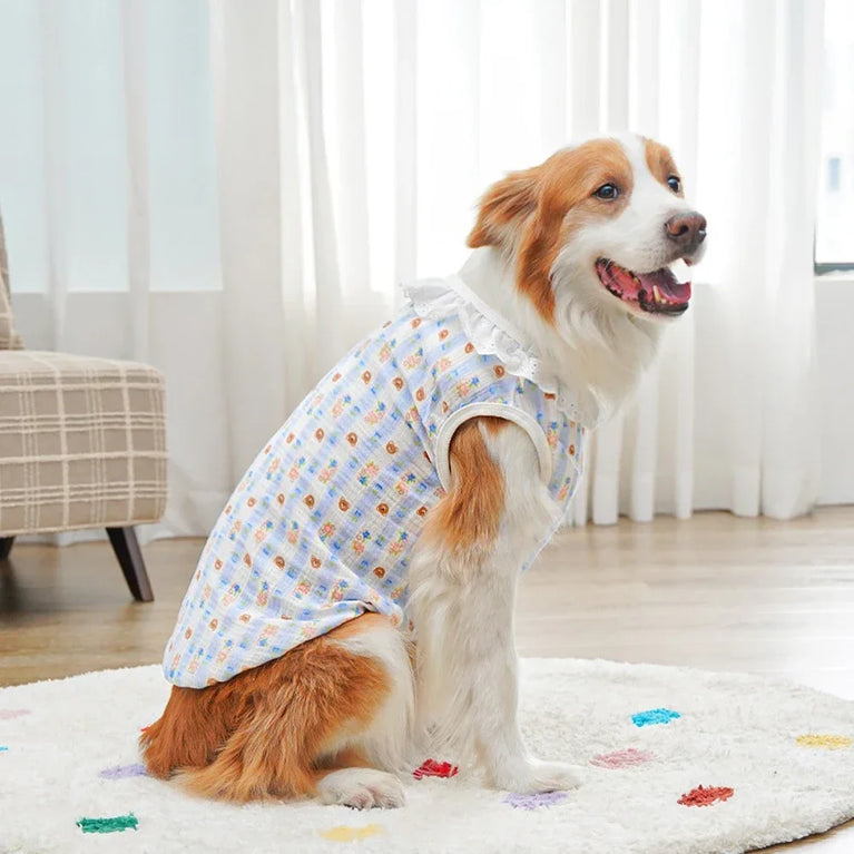 Large Dog Cotton Cooling Vest | Cute Cartoon Summer Shirt