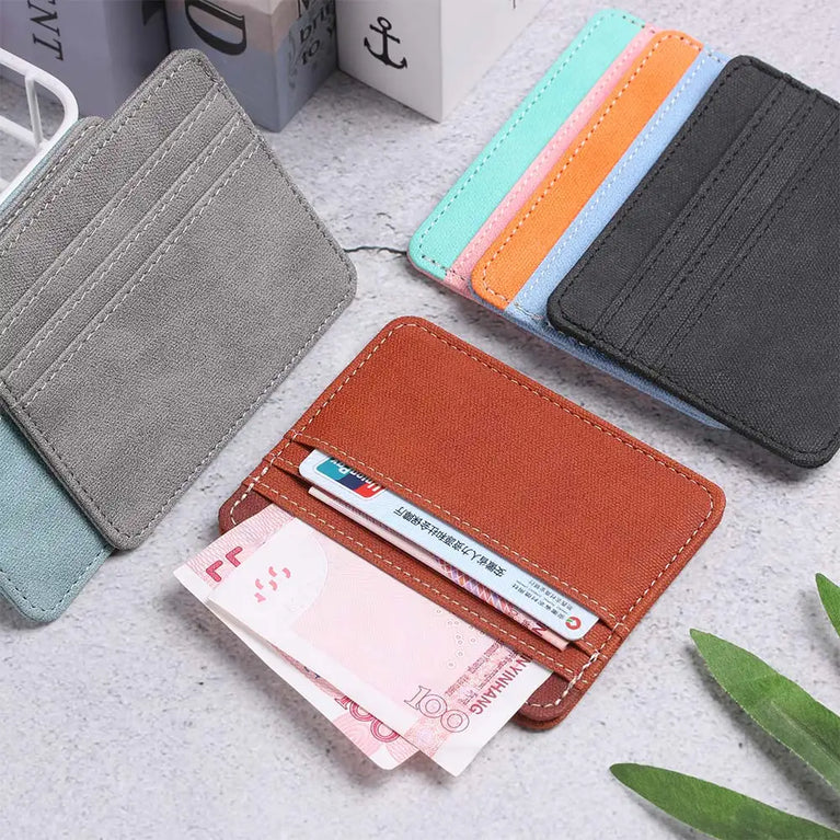 Fashion PU Leather Card Holder | Compact Coin Purse & ID Wallet with Keychain