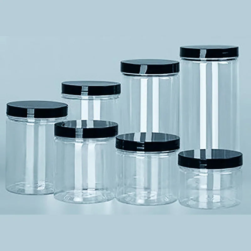 Black Lid Wide Mouth Circular Plastic Storage Bucket Airtight Food Container