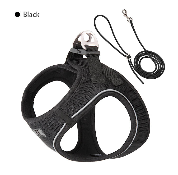 Adjustable Reflective Dog Harness Leash Set Step-In Soft Air Mesh Vest