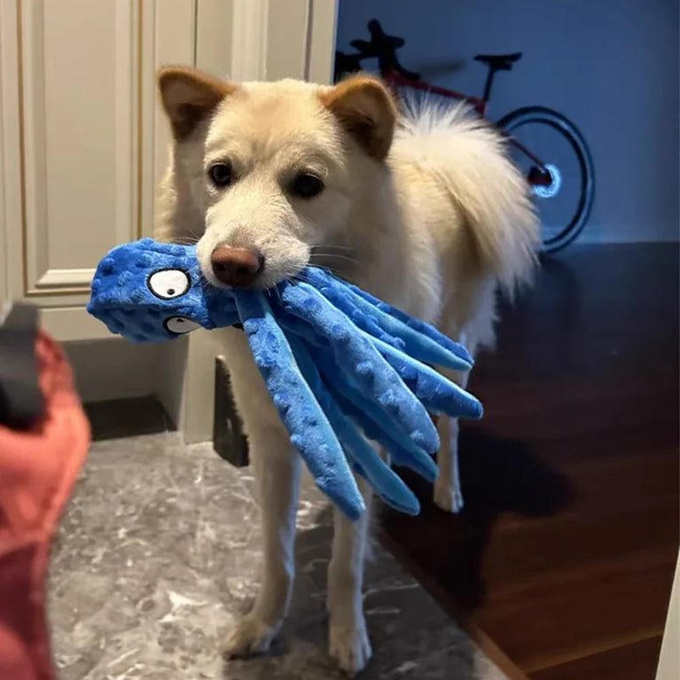Octopus Plush Puppy Dog Chew Toy Squeaky Crinkle Training Toy Fun