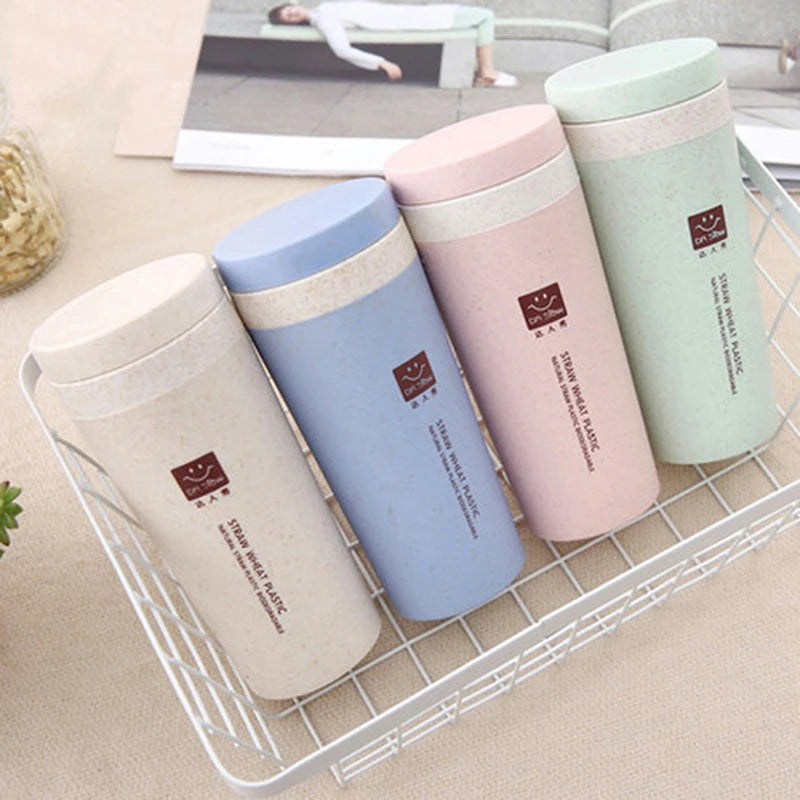Portable 300ml Wheat Fiber Double Layer Thermal Travel Mug Eco Friendly Water Cup