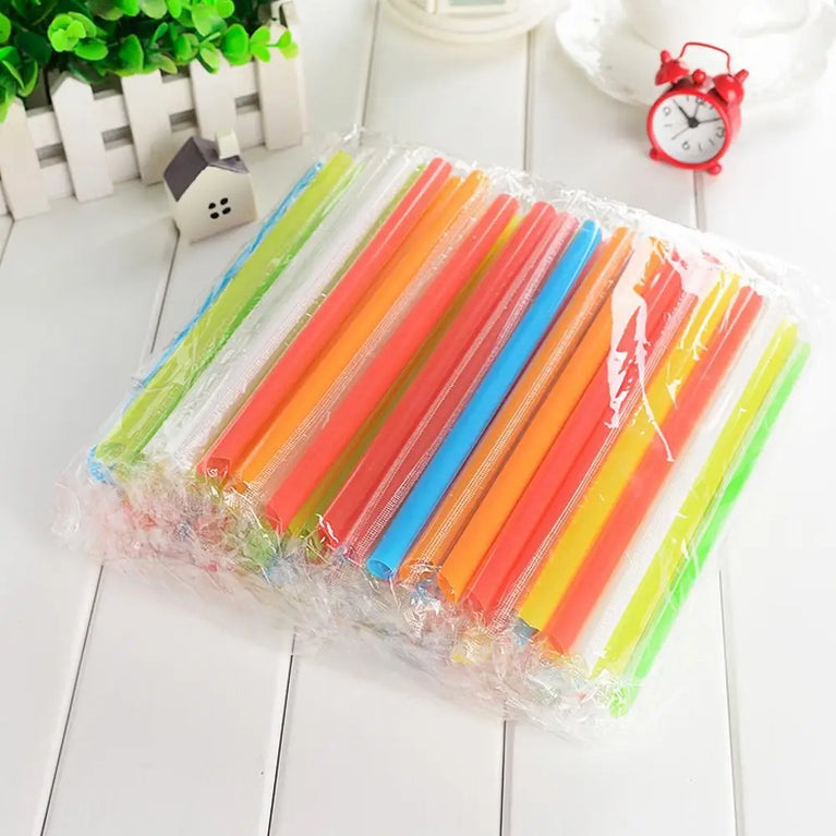 50PCS Jumbo Colored Bubble Tea Straws 19cm Disposable Use
