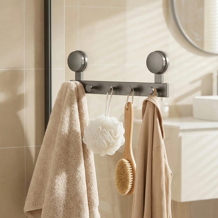 Suction Cup No Drilling Wall Mounted Hooks Rack Kitchen Storage Row Hook Holder Bathroom Towel Robe Coat Hangers Adhesive Hooks
