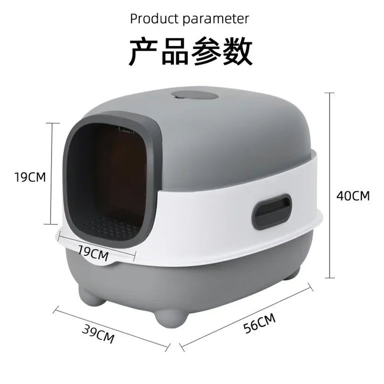 Fully Enclosed Oversized Cat Litter Box | Deodorizing Flip-Top Pet Toilet