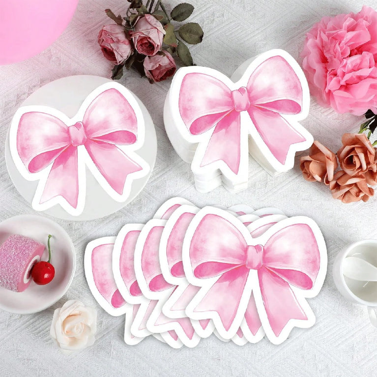 Pink Bow Disposable Party Napkins Soft Absorbent Table Napkins