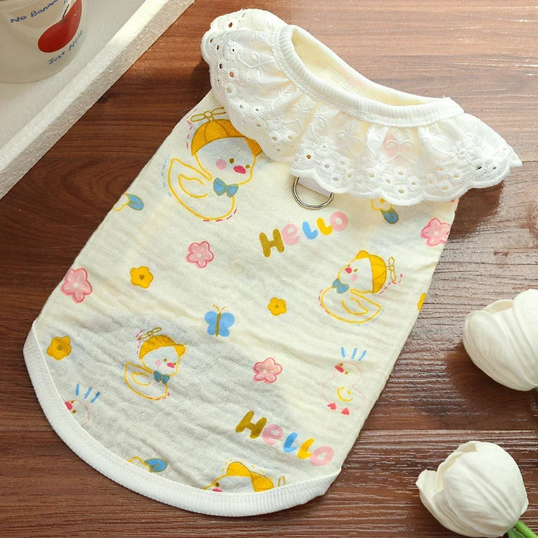 Large Dog Cotton Cooling Vest | Cute Cartoon Summer Shirt