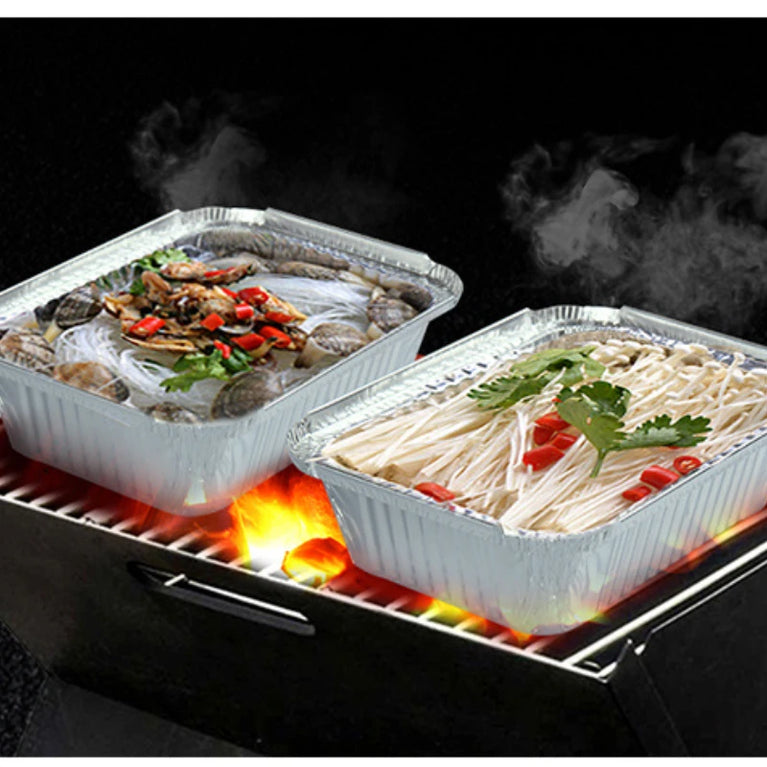 20Pcs Aluminum Foil Trays With Lids 450ml Disposable Food Grade Baking Pans For Air Fryer Oven