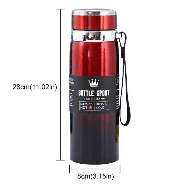 1L Stainless Steel Vacuum Thermal Water Bottle with Handle & Brush Set