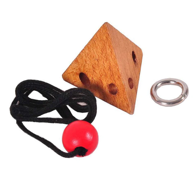 Muddy Puddles Wooden Rope & Ring Puzzle | Classic 3D Brain Teaser