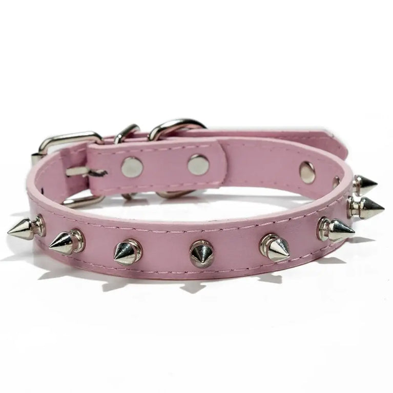 Pet Products Leather Cat Dog Collar Colorful Adjustable Spiked Studded Neck Strap