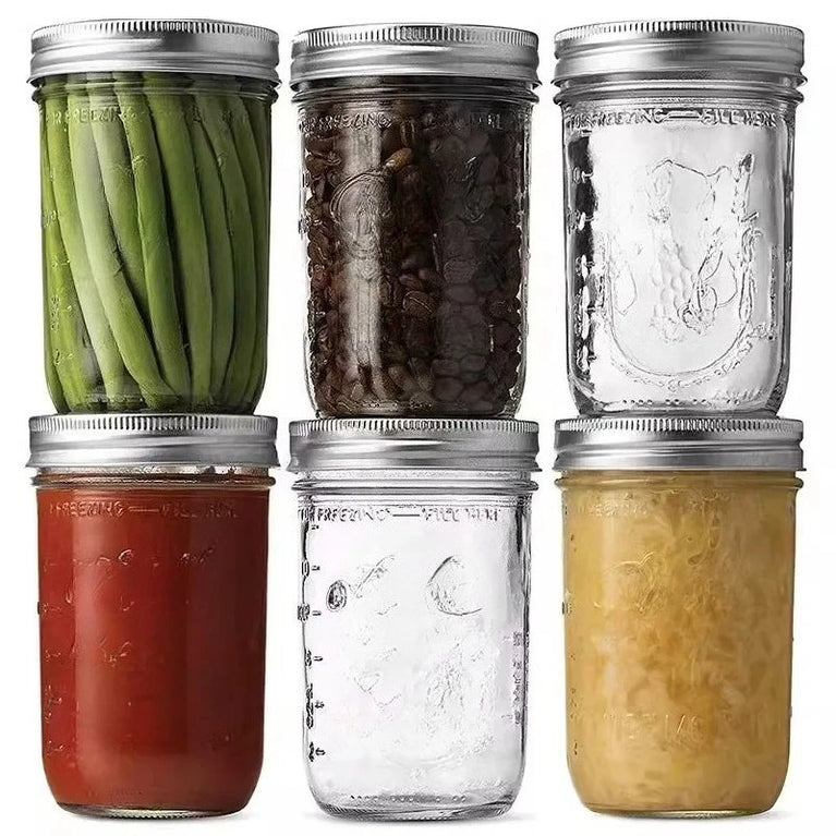 Wide Mouth Mason Jars with Lids Glass Food Storage Container for Meal Prep