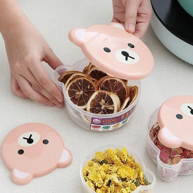 4Pcs Kids Bento Box Cartoon Lunch Storage Set Microwave Safe