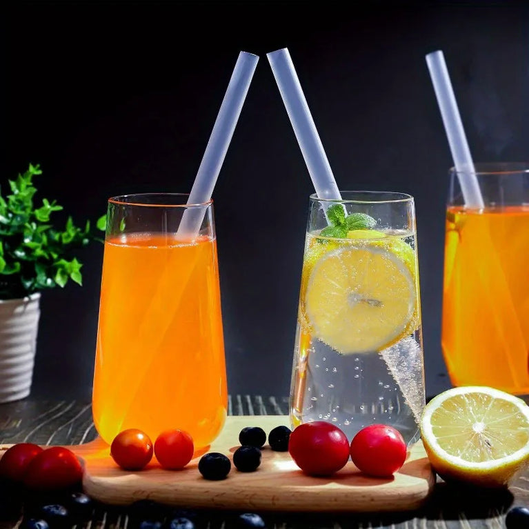 100PCS Transparent Disposable Drinking Straws for Milk Tea Coffee Smoothies
