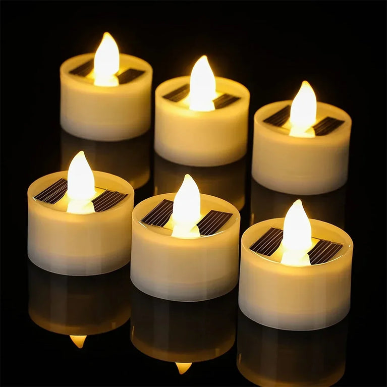 Solar LED Flameless Tea Lights | 10-Piece Waterproof Outdoor Rechargeable Candles