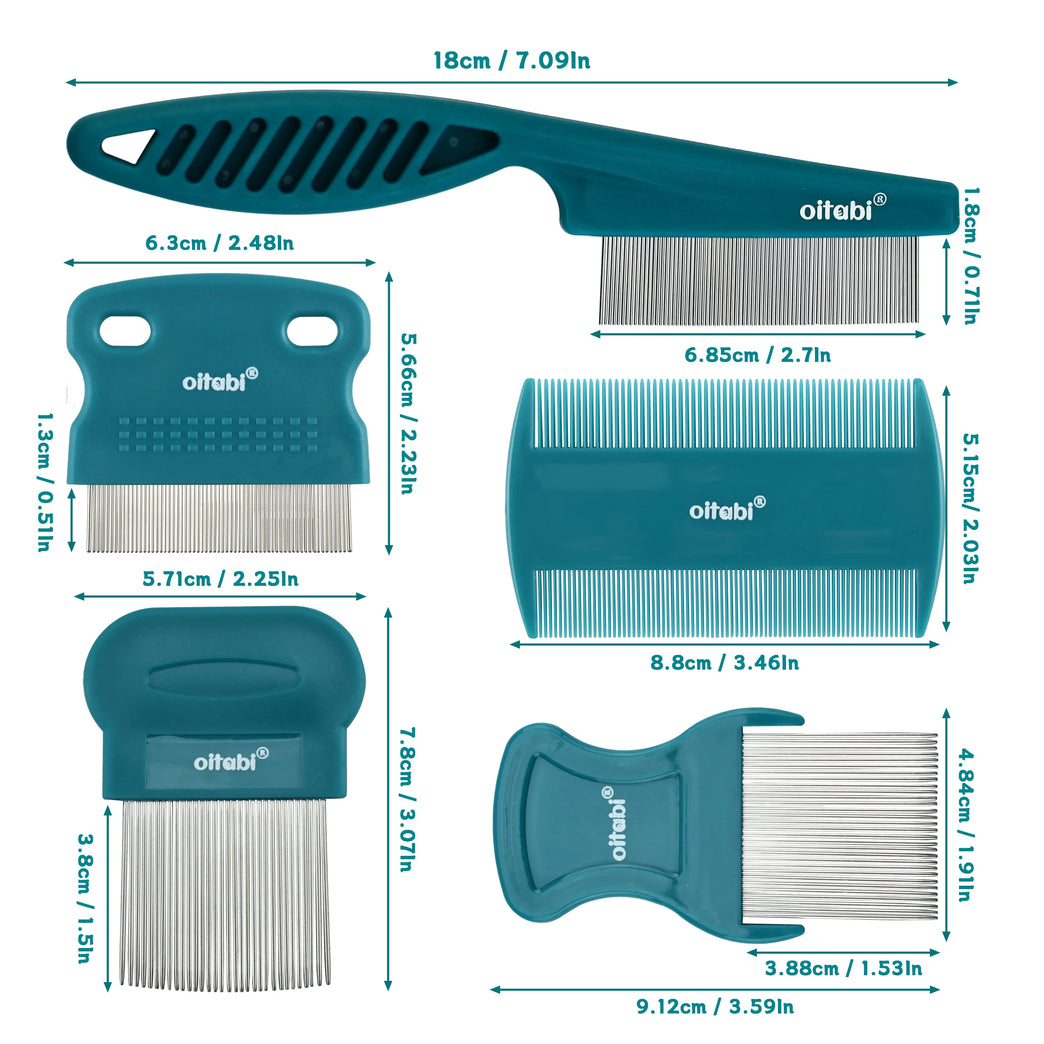 Dog Grooming Comb Set Stainless Steel Pet Flea Lice Tear Stain Remover Tool