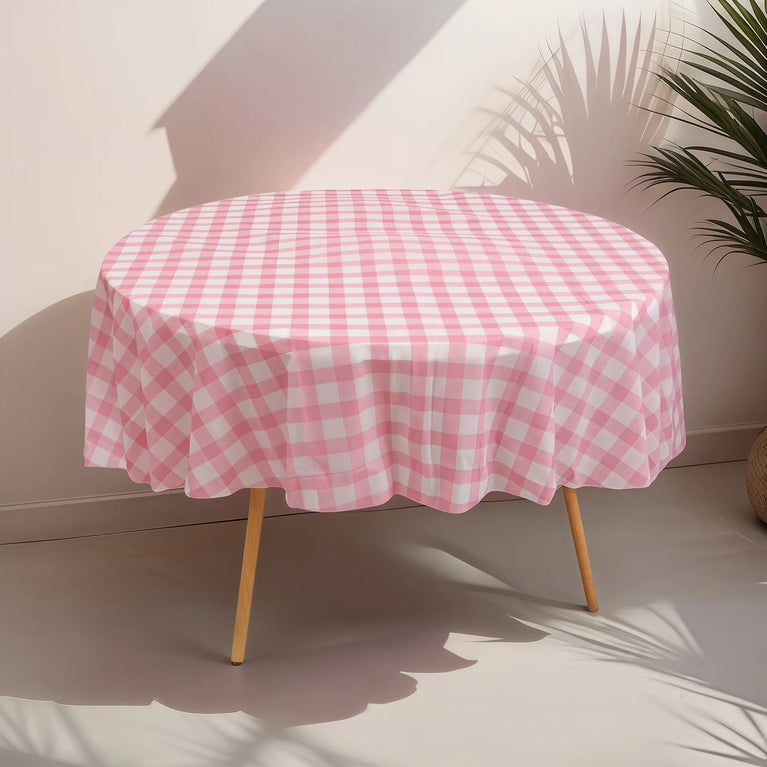 1Pc Disposable Round Table Cloth 84 Inch Plastic Tablecloth Wedding Birthday Party Decor