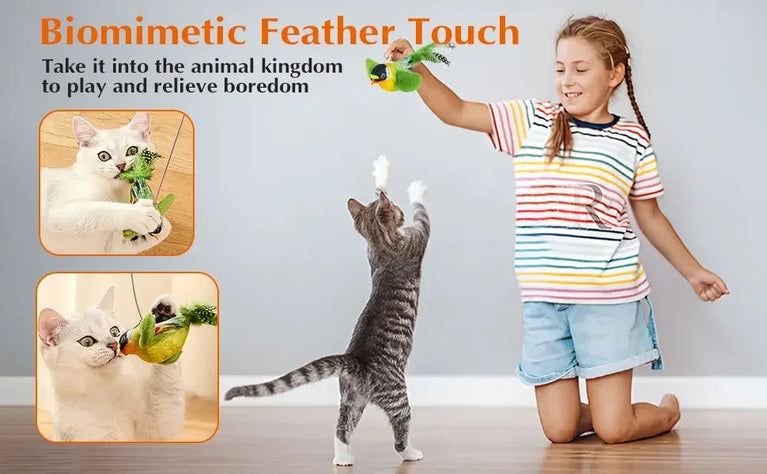 Interactive Bird Cat Toy with Chirping Sound & Self Play Fun